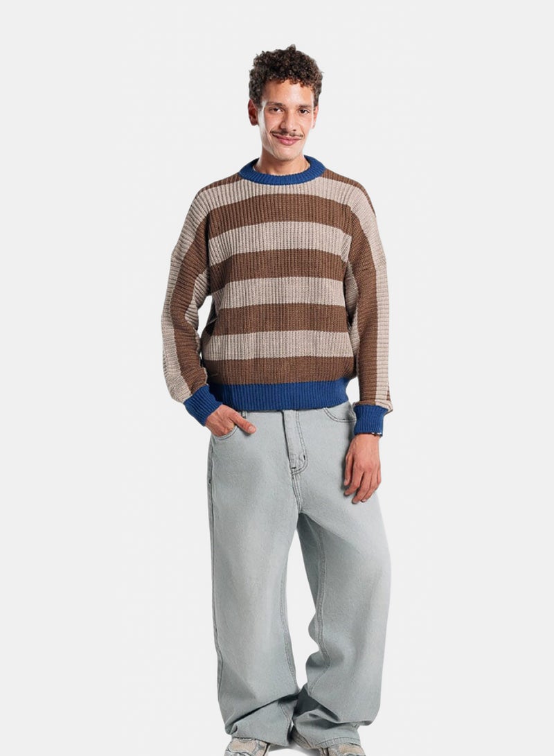 In Your Shoe Choco and Beige Balloon Knitwear Pullover - Image 3